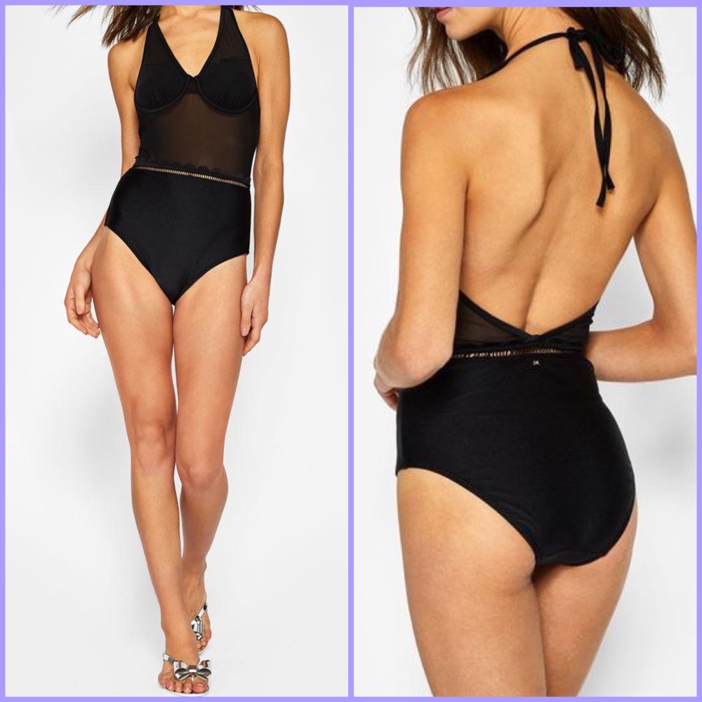 Authentic Ted Baker London Scallop Mesh Swimsuit